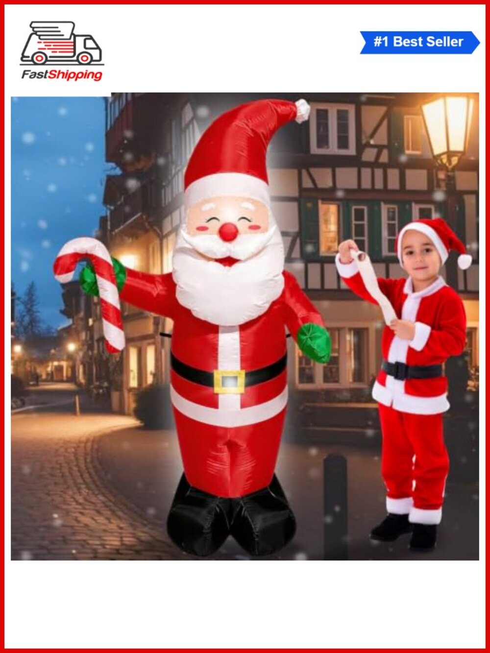 🎅 5ft Christmas Inflatable Santa Claus Outdoor Yard Decoration LED Lighted